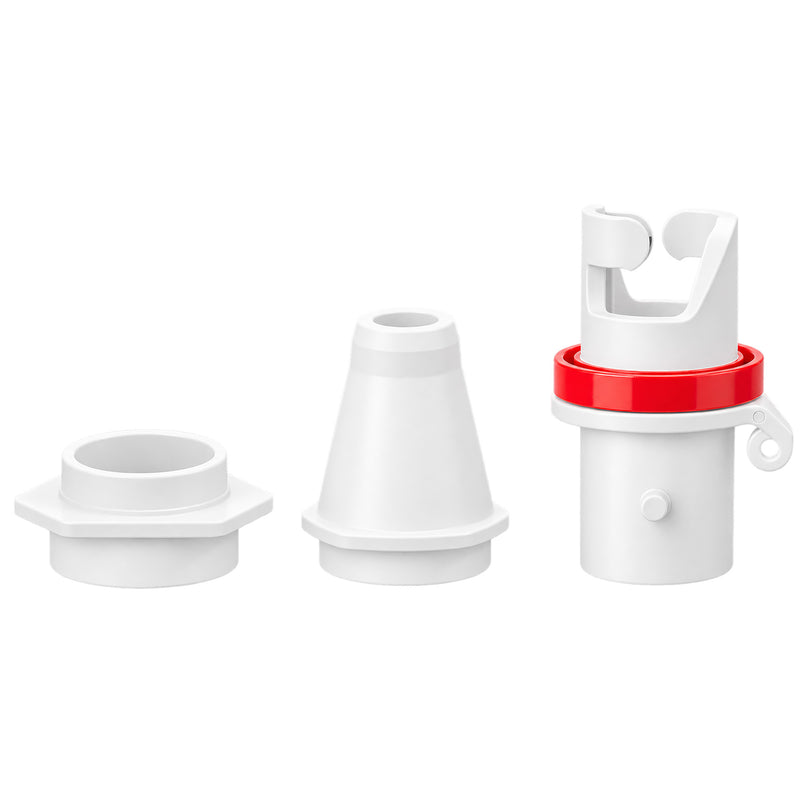 Load image into Gallery viewer, A Quest High Flow Pump portable power bank in black and white with a red collar and white top cap, shown on a solid white background.