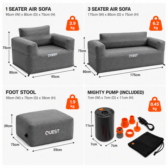 Quest Outdoors Air Sofa Loungeroom Bundle Combo