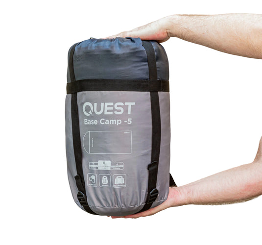 Quest Outdoors Base Camp sleeping bag hooded -5 rating